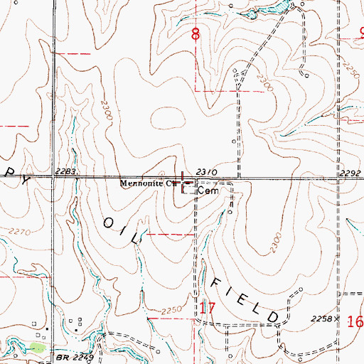 Topographic Map of Hanston Mennonite Church, KS