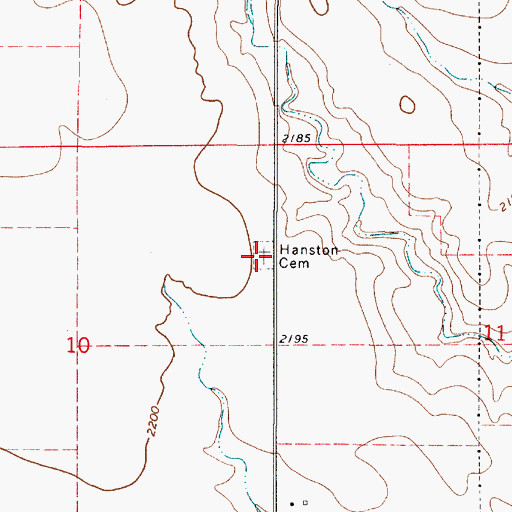 Topographic Map of Hanston Cemetery, KS