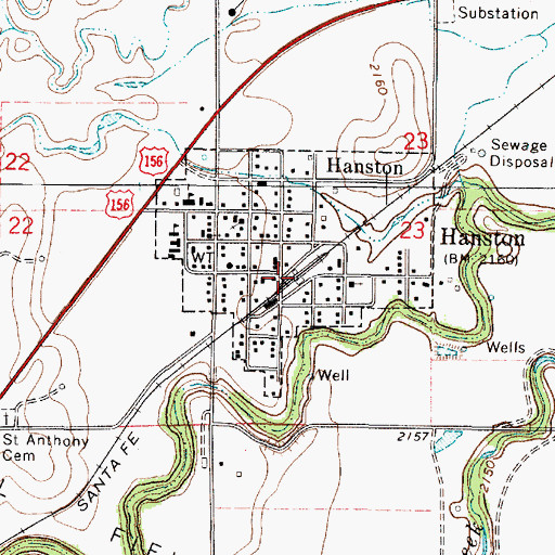 Topographic Map of Hanston, KS