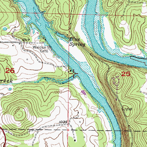 Topographic Map of Cedar Creek, AR