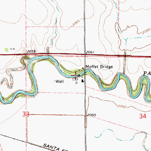 Topographic Map of Moffet Bridge, KS