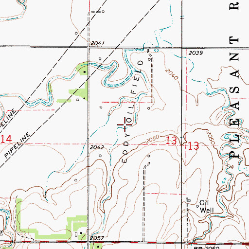 Topographic Map of Eddy Oil Field, KS