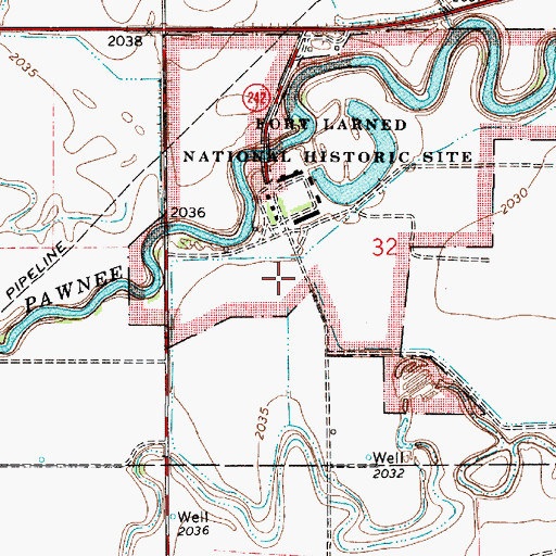 Topographic Map of Fort Larned National Historic Site, KS