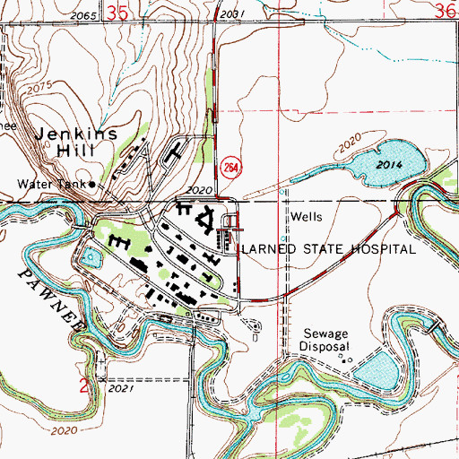 Topographic Map of Larned State Hospital, KS