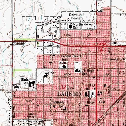 Topographic Map of Sacred Heart Elementary School, KS