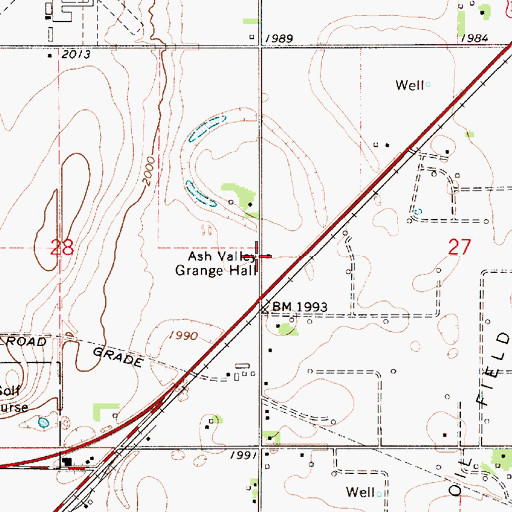 Topographic Map of Ash Valley Grange Hall, KS