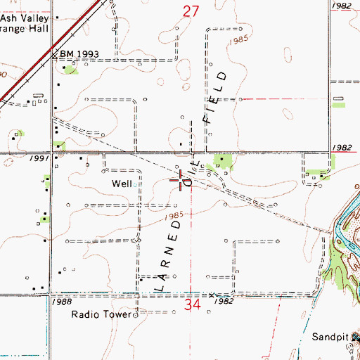 Topographic Map of Larned Oil Field, KS