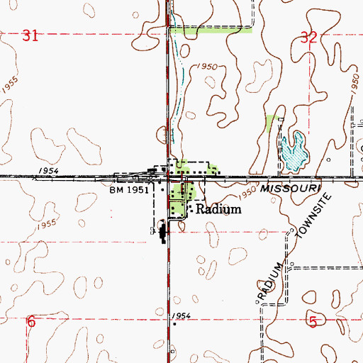 Topographic Map of Radium, KS