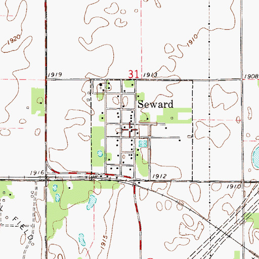 Topographic Map of Seward, KS