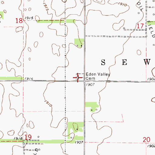 Topographic Map of Eden Valley Cemetery, KS