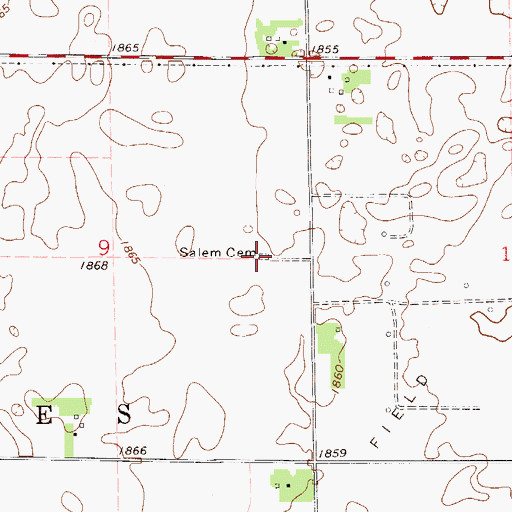 Topographic Map of Salem Cemetery, KS