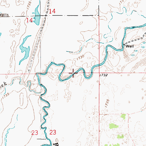 Topographic Map of Salt Creek, KS