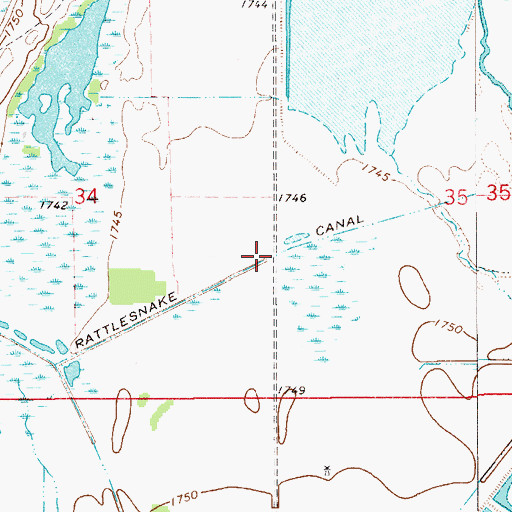 Topographic Map of Rattlesnake Canal, KS