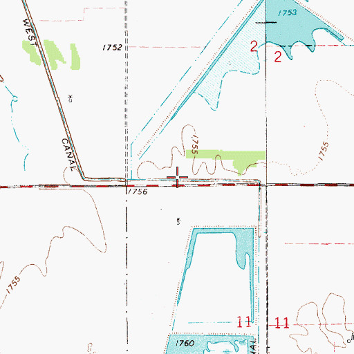 Topographic Map of West Canal, KS