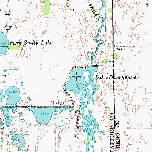 Topographic Map of Lake Darrynane, KS