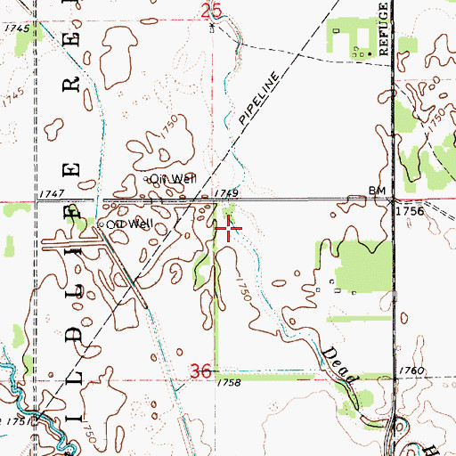 Topographic Map of Dead Horse Slough, KS