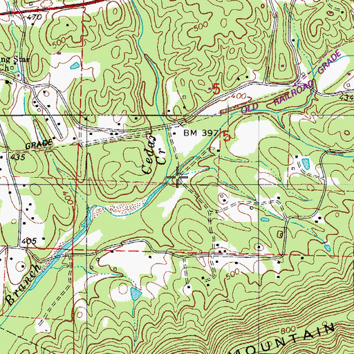 Topographic Map of Cedar Creek, AR
