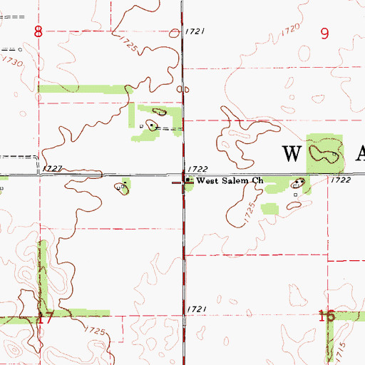 Topographic Map of West Salem Church, KS