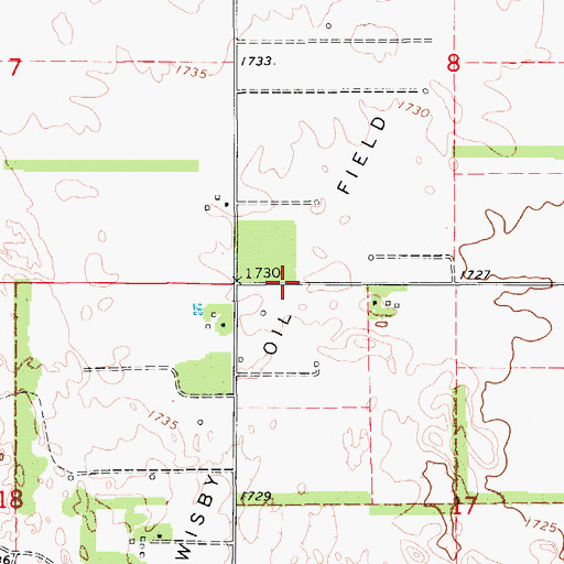 Topographic Map of Wisby Oil Field, KS
