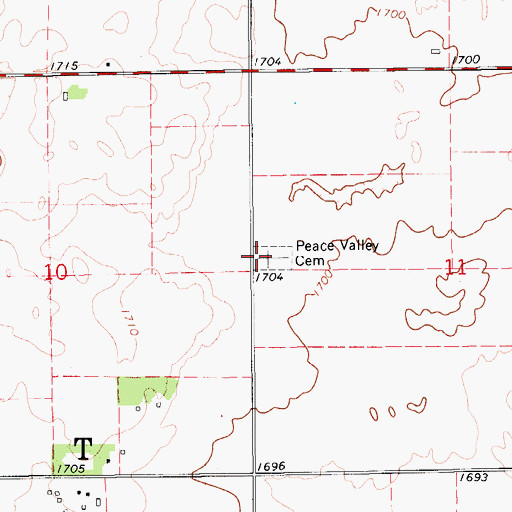 Topographic Map of Peace Valley Cemetery, KS