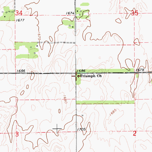 Topographic Map of Triumph Church, KS