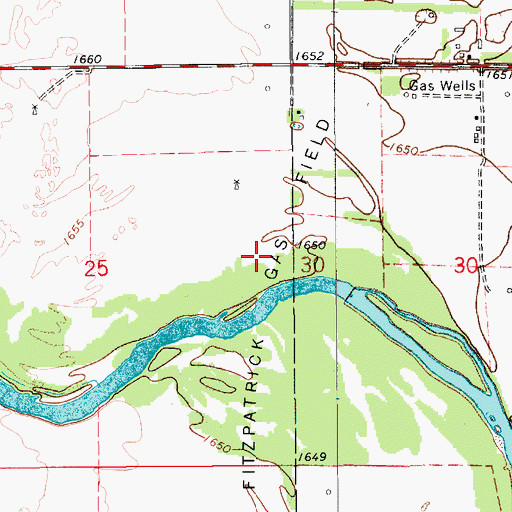 Topographic Map of Fritzpatrick Gas Field, KS