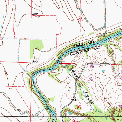 Topographic Map of Cedar Creek, AR