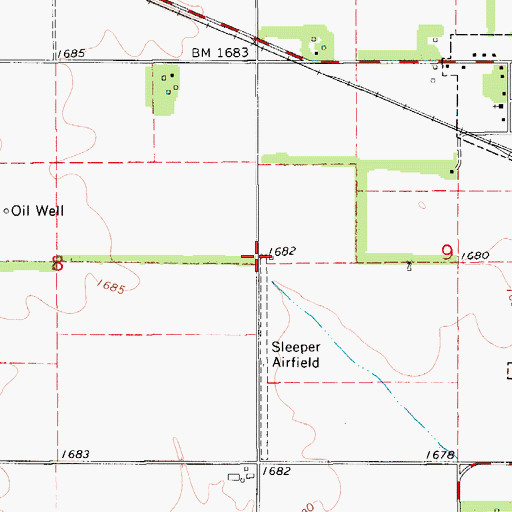 Topographic Map of Sleeper Airfield (historical), KS