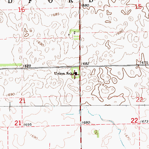 Topographic Map of Union School, KS