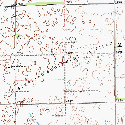 Topographic Map of Sterling Southwest Oil Field, KS