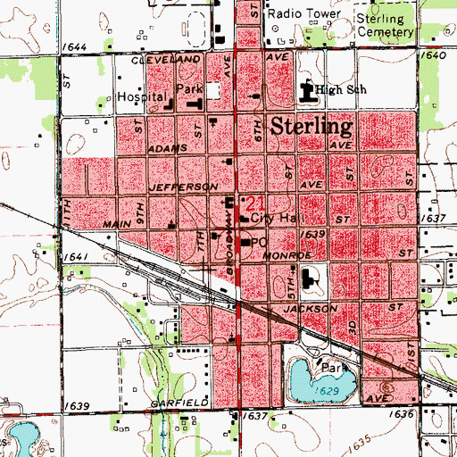 Topographic Map of Sterling, KS