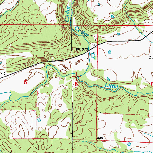 Topographic Map of Cedar Creek, AR