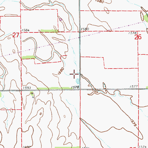 Topographic Map of Dry Creek, KS