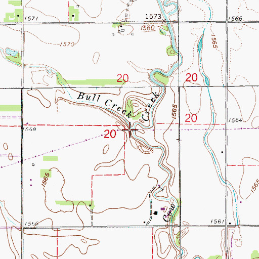 Topographic Map of Bull Creek, KS