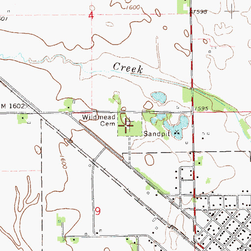 Topographic Map of Wild Mead Cemetery, KS