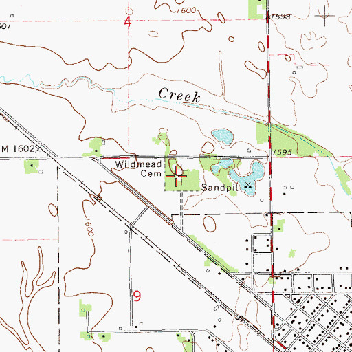 Topographic Map of Wild Mead Cemetery, KS