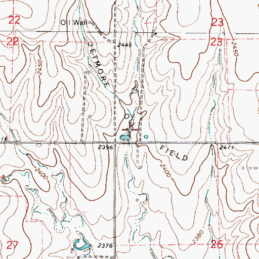 Topographic Map of Jetmore Oil Field, KS