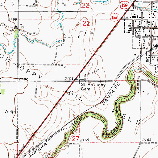 Topographic Map of Saint Anthony Cemetery, KS