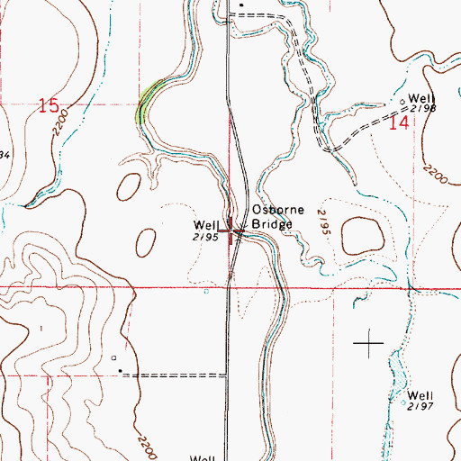 Topographic Map of Osborne Bridge, KS