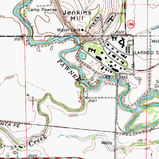 Topographic Map of Sawmill Creek, KS