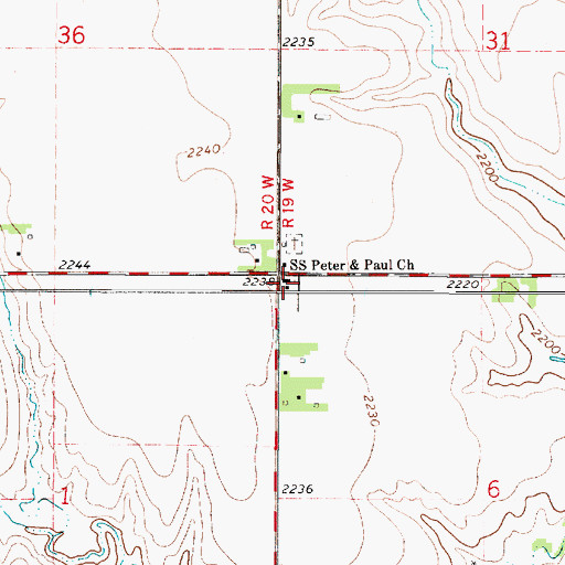 Topographic Map of Saints Peter and Paul Church, KS
