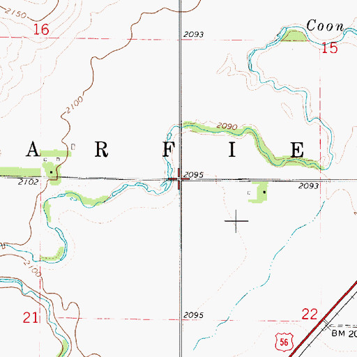 Topographic Map of Township of Garfield, KS