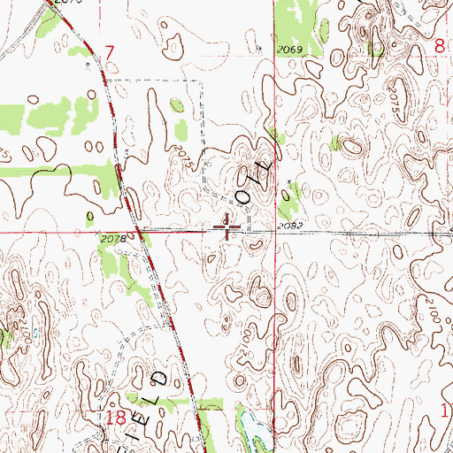 Topographic Map of Garfield Oil Field, KS