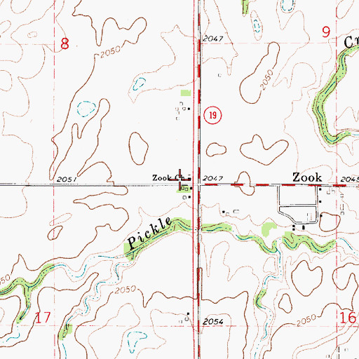 Topographic Map of Zook Church, KS