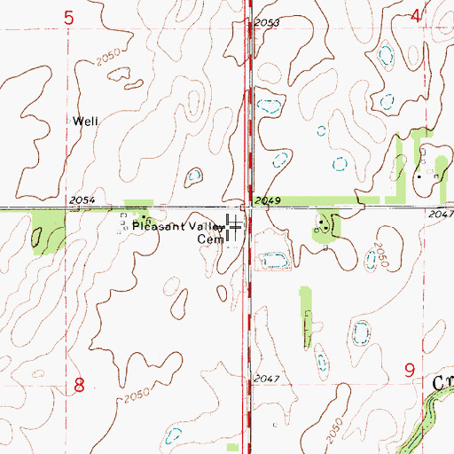 Topographic Map of Pleasant Valley Cemetery, KS