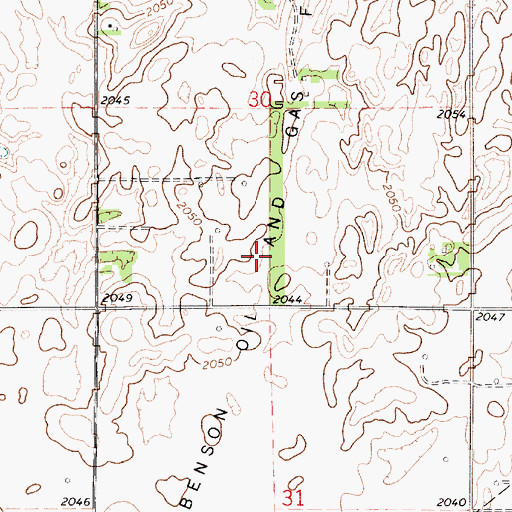 Topographic Map of Benson Oil and Gas Field, KS
