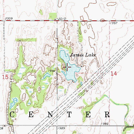 Topographic Map of James Lake, KS