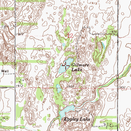 Topographic Map of Gilmore Lake, KS