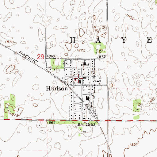 Topographic Map of Hudson, KS