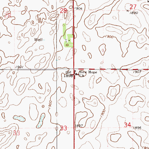 Topographic Map of New Hope United Methodist Church, KS